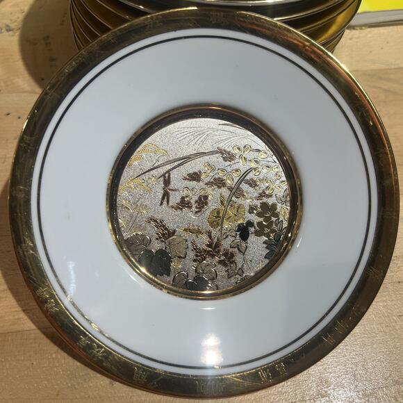 Japanese Floral Calendar Chokin Collection 9 Plates Hamilton 24K GORGEOUS! EX! - Picture 11 of 13